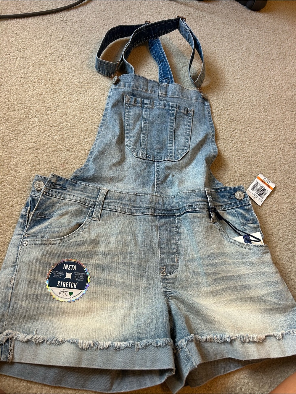 Size Small Wallflower Light Blue Denim Shortalls with Frayed Hem